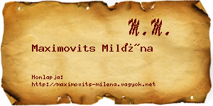 Maximovits Miléna névjegykártya